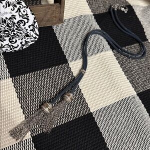 Brighton great shape rare Neptunes Rings blue cotton cord silver gold necklace